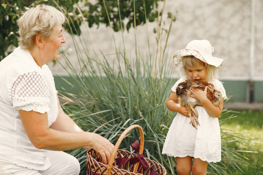 Grandmother with her granddaughter.